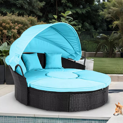 Home Horizon | Round Outdoor Daybed with Extendable Canopy