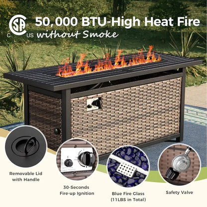 Home Horizon | Garden Sofa Set with Fire Pit Table