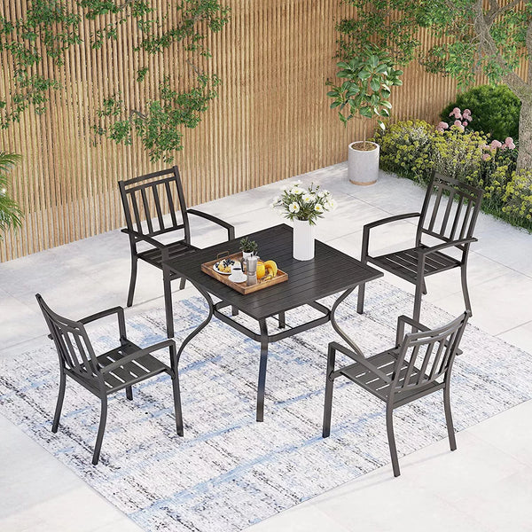 Home Horizon | 5 Piece Outdoor Slatted Dining Set