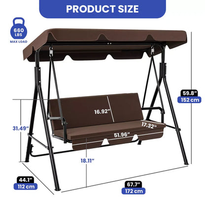 Home Horizon | 3 Person Hanging Porch Swing Chair
