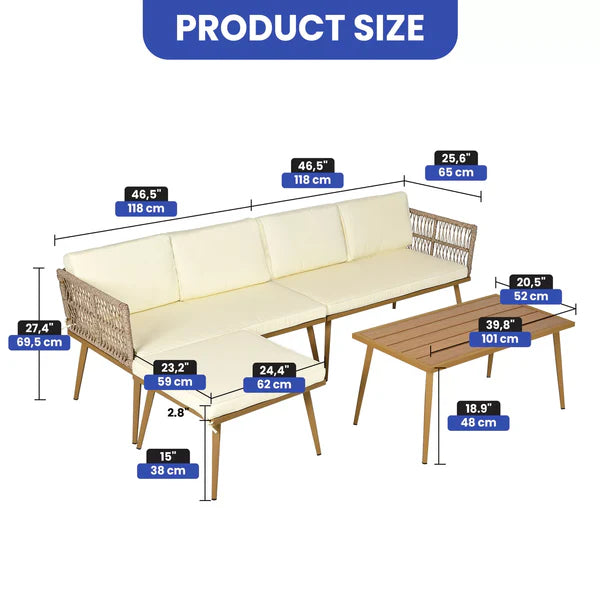 Home Horizon | 4 Piece Outdoor Bistro Furniture Set