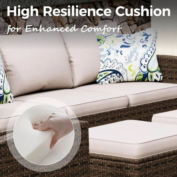 Home Horizon | Garden Sofa Set with Fire Pit Table