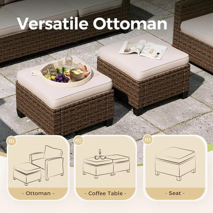 Home Horizon | Garden Sofa Set with Fire Pit Table