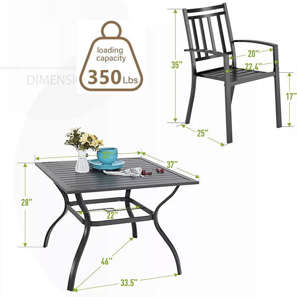 Home Horizon | 5 Piece Outdoor Slatted Dining Set