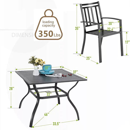 Home Horizon | 5 Piece Outdoor Slatted Dining Set