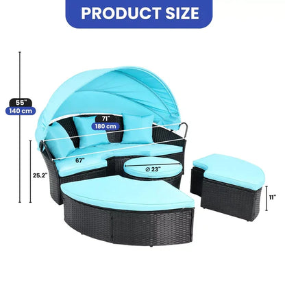 Home Horizon | Round Outdoor Daybed with Extendable Canopy