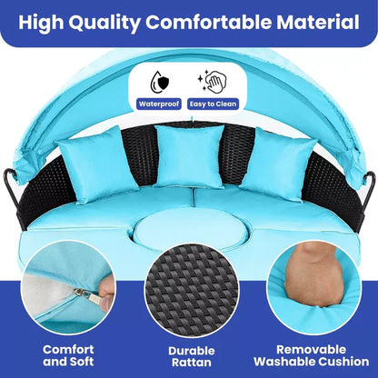 Home Horizon | Round Outdoor Daybed with Extendable Canopy