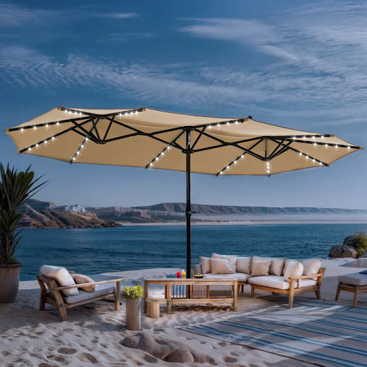 15ft Umbrella Shade with Solar Powered LEDs Pr95