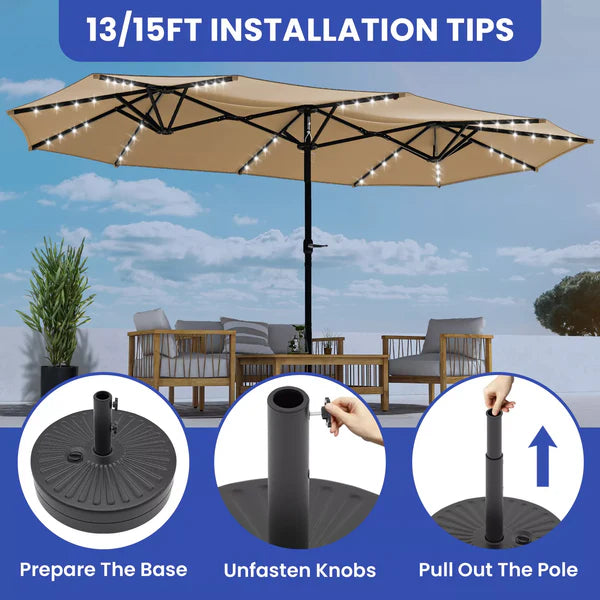15ft Umbrella Shade with Solar Powered LEDs Pr95 Image 5