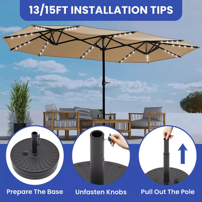 15ft Umbrella Shade with Solar Powered LEDs Pr95 Image 5