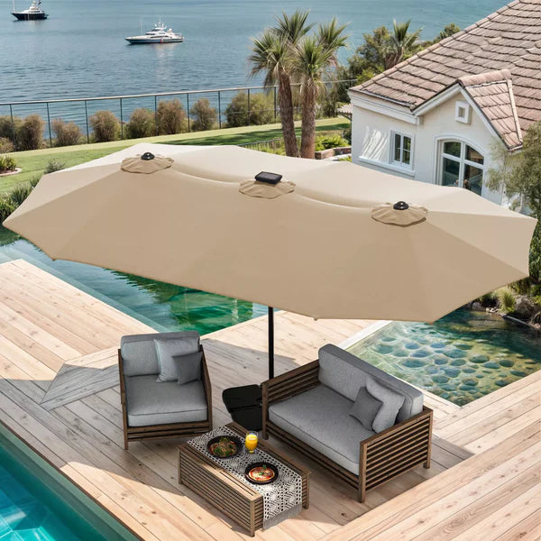 15ft Umbrella Shade with Solar Powered LEDs Pr95 Image 5