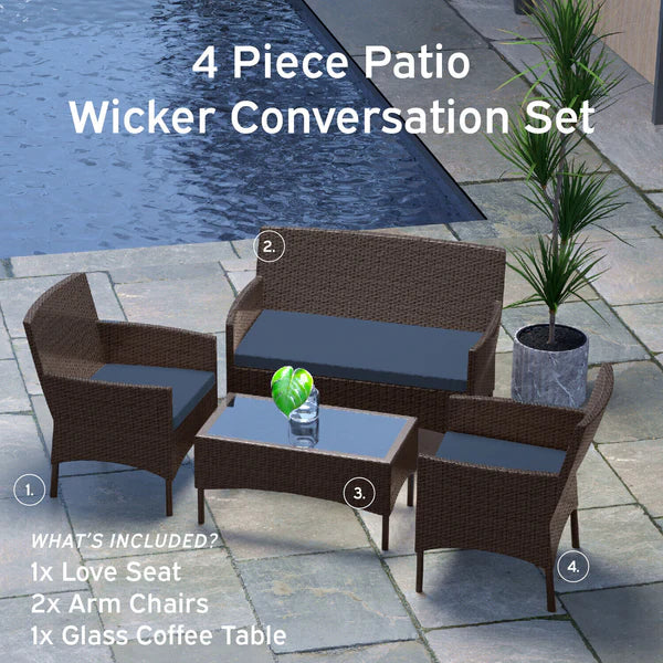 Home Horizon | 4 Piece Garden Patio Furniture Set Pr48
